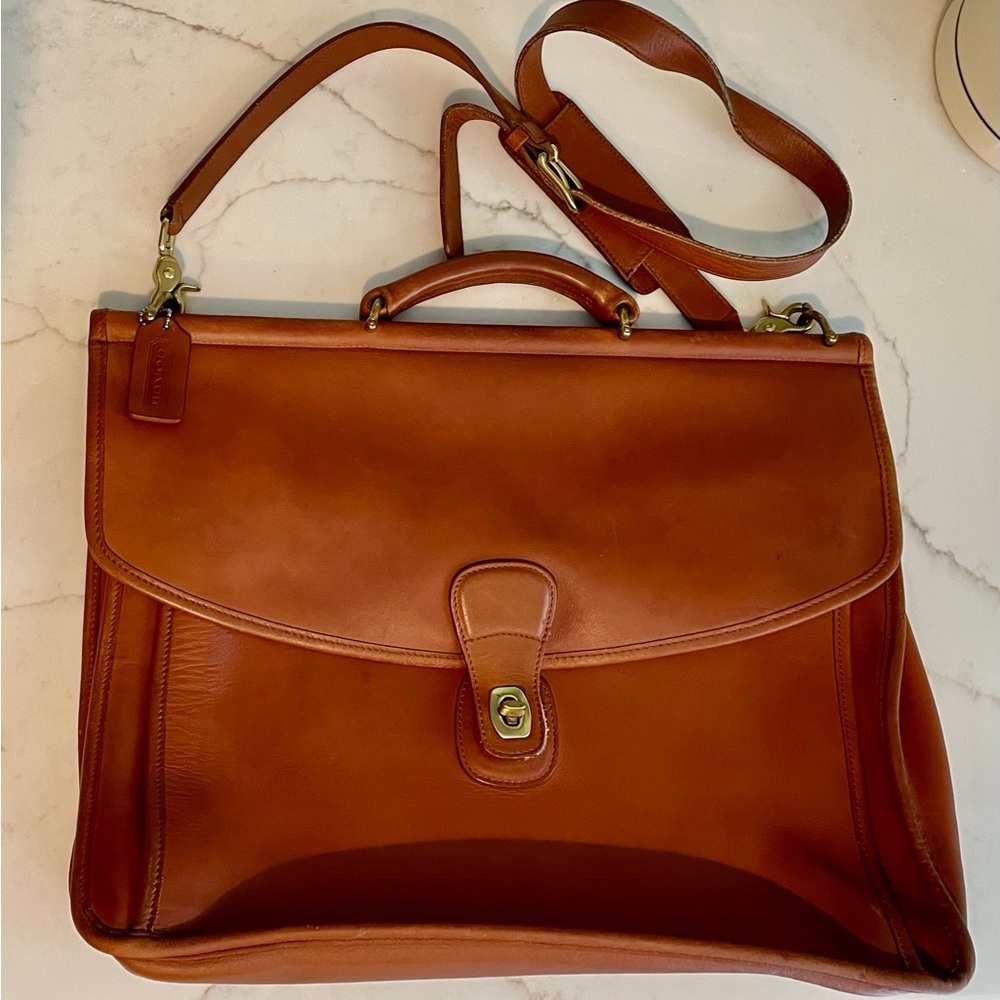 Vintage Coach British Tan Messenger Briefcase